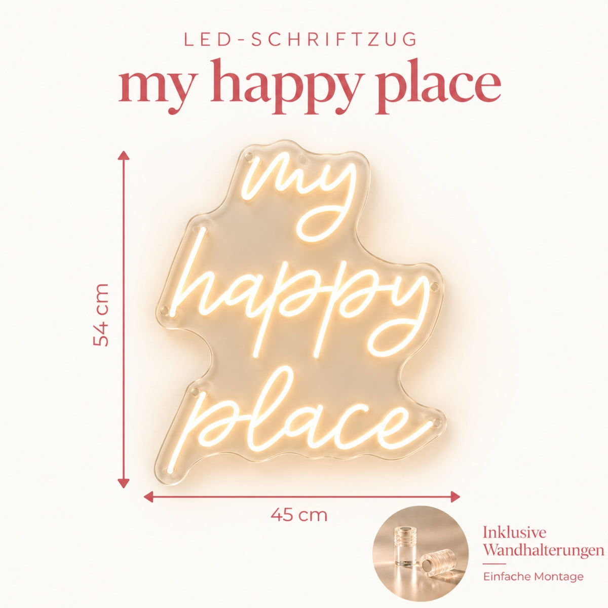 "my happy place"- LED Schriftzug